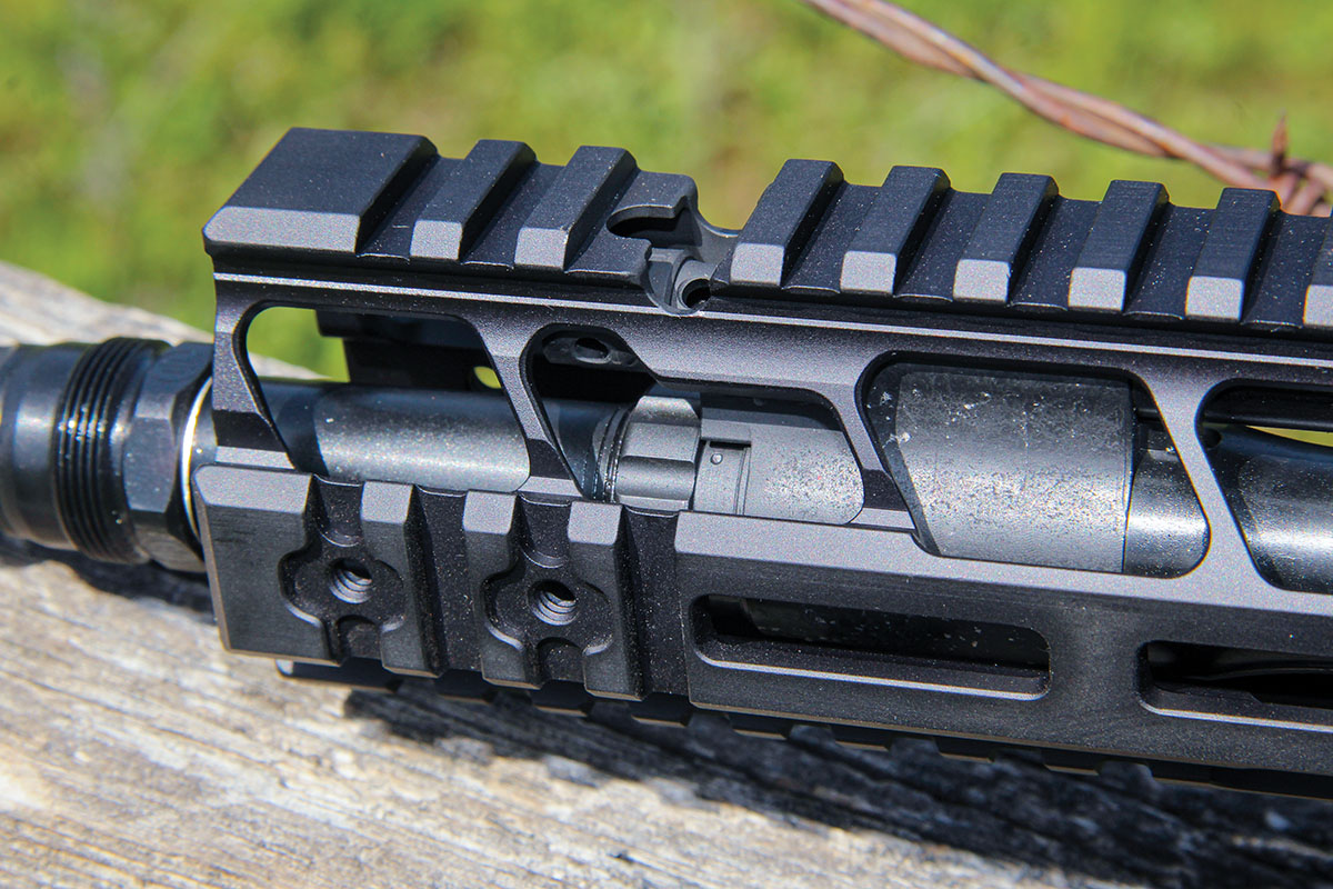 The PWS MK114 MOD 2-M includes a three- position adjustable gas block. Position one is for unsuppressed shooting, position two for shooting with a low-pressure suppressor and position three for shooting with a higher-pressure suppressor.